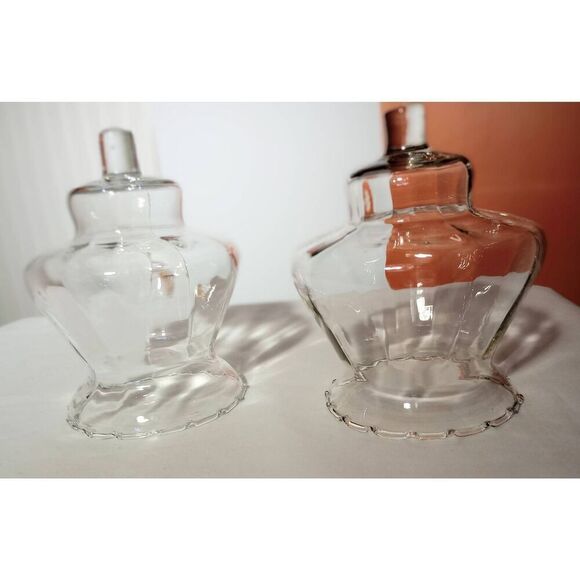 Set of two vintage tea light inserts, glass ruffled - Picture 1 of 7